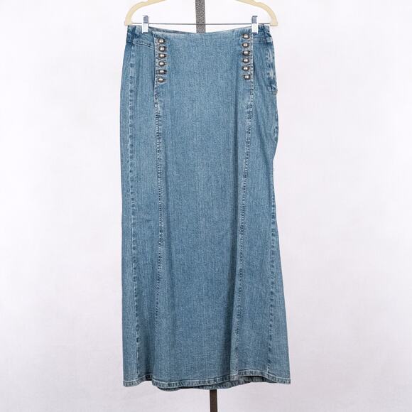 rave Dresses & Skirts - Vintage RAVE 4 REAL R4R Denim Maxi Skirt Juniors Size 9 Western Prairie 80s 90s